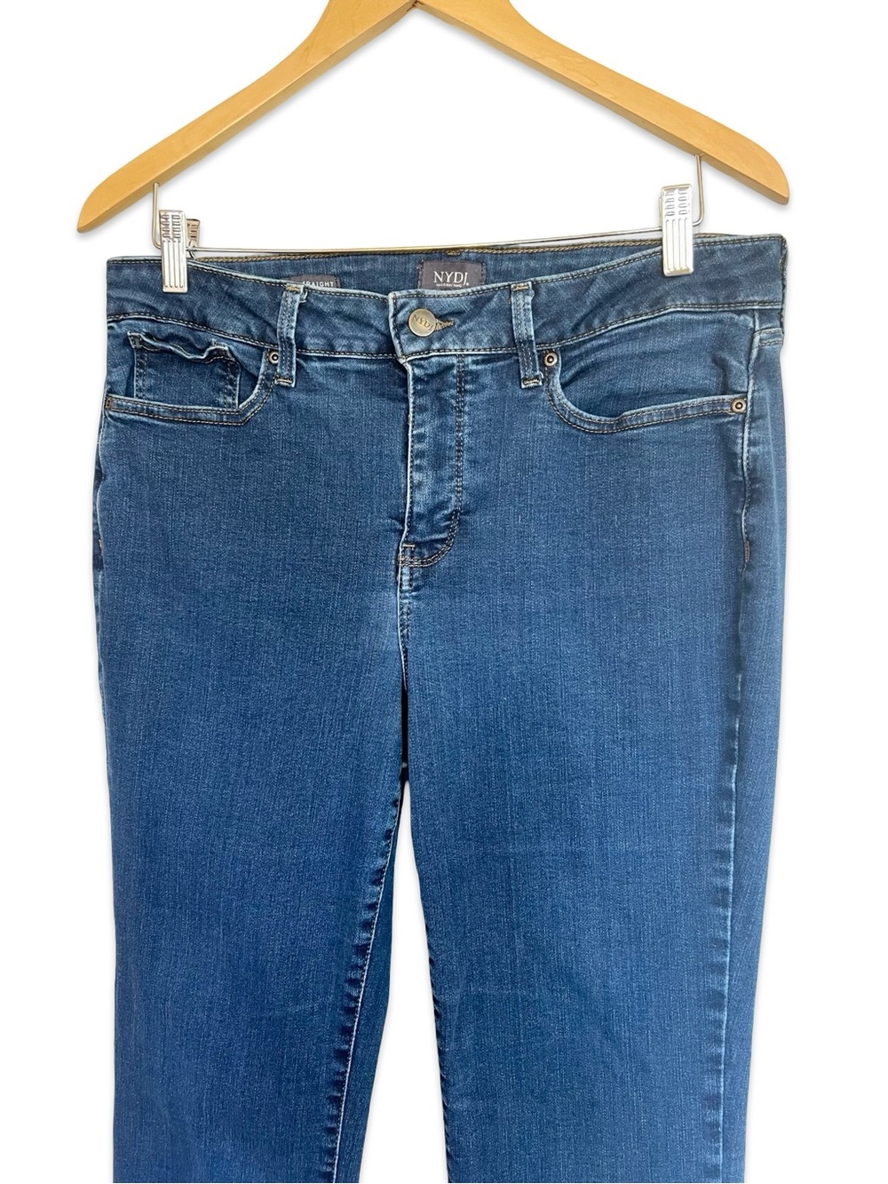 NYDJ Marilyn Straight Jeans Size 12 Stretchy denim Minimalist Comfort Slimming - Picture 3 of 8